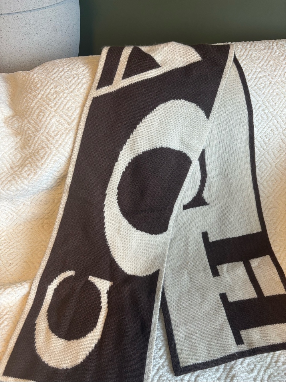 Designer Black & Cream Scarf - COACH